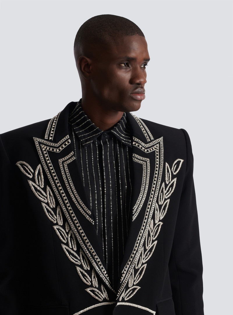 Crepe 1-button jacket with crystals 7