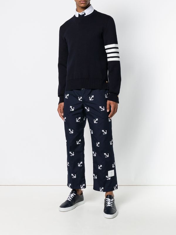 THOM BROWNE Men Milano Stitch Crew Neck Pullover In Cotton Crepe - 4