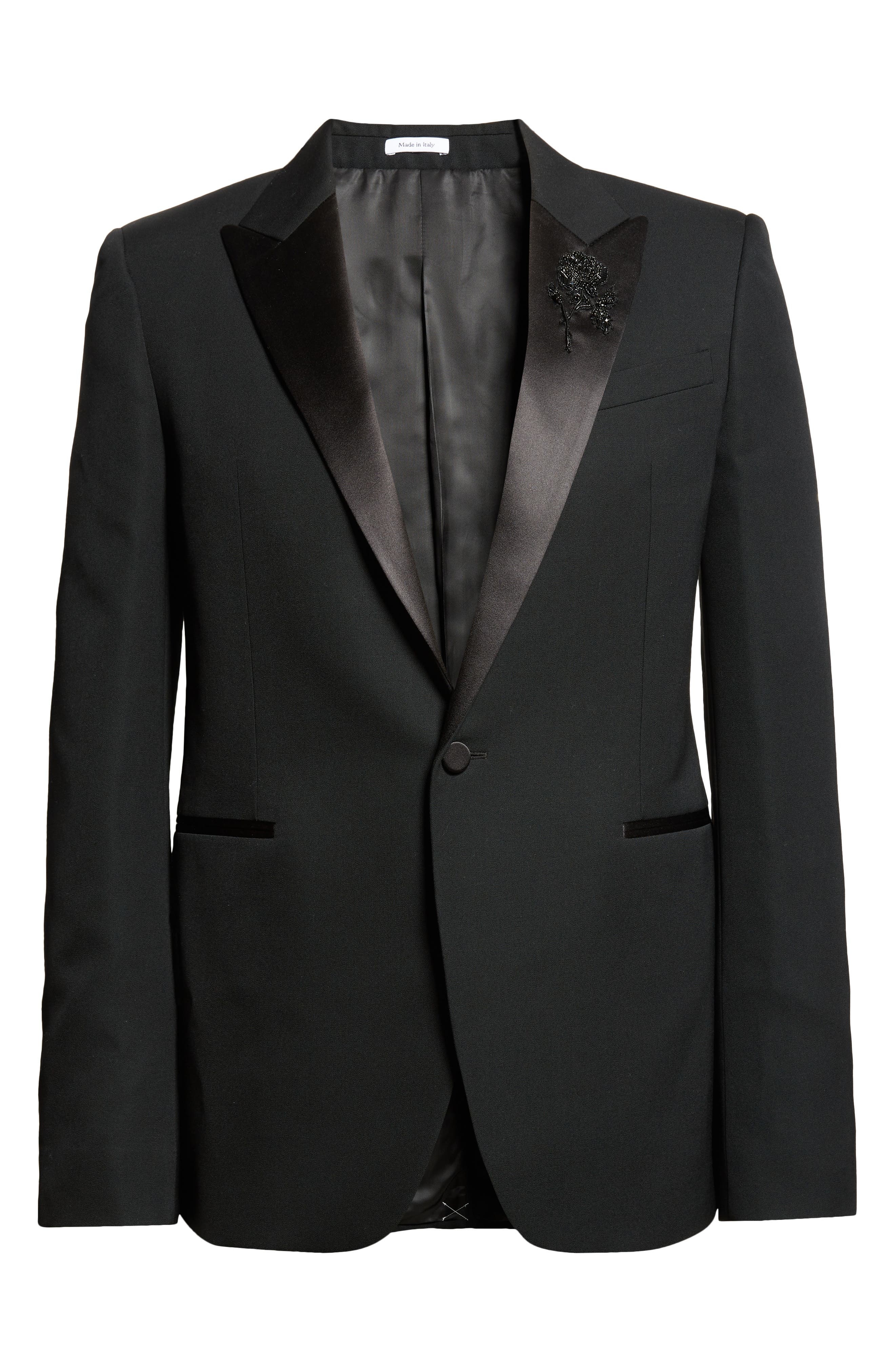 McQueen Sailor Tattoo Rose Wool Dinner Jacket in Black at Nordstrom - 7