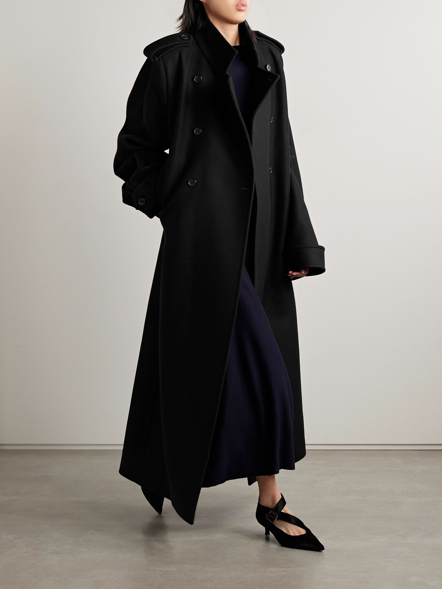 Donna oversized double-breasted wool coat Black - 2