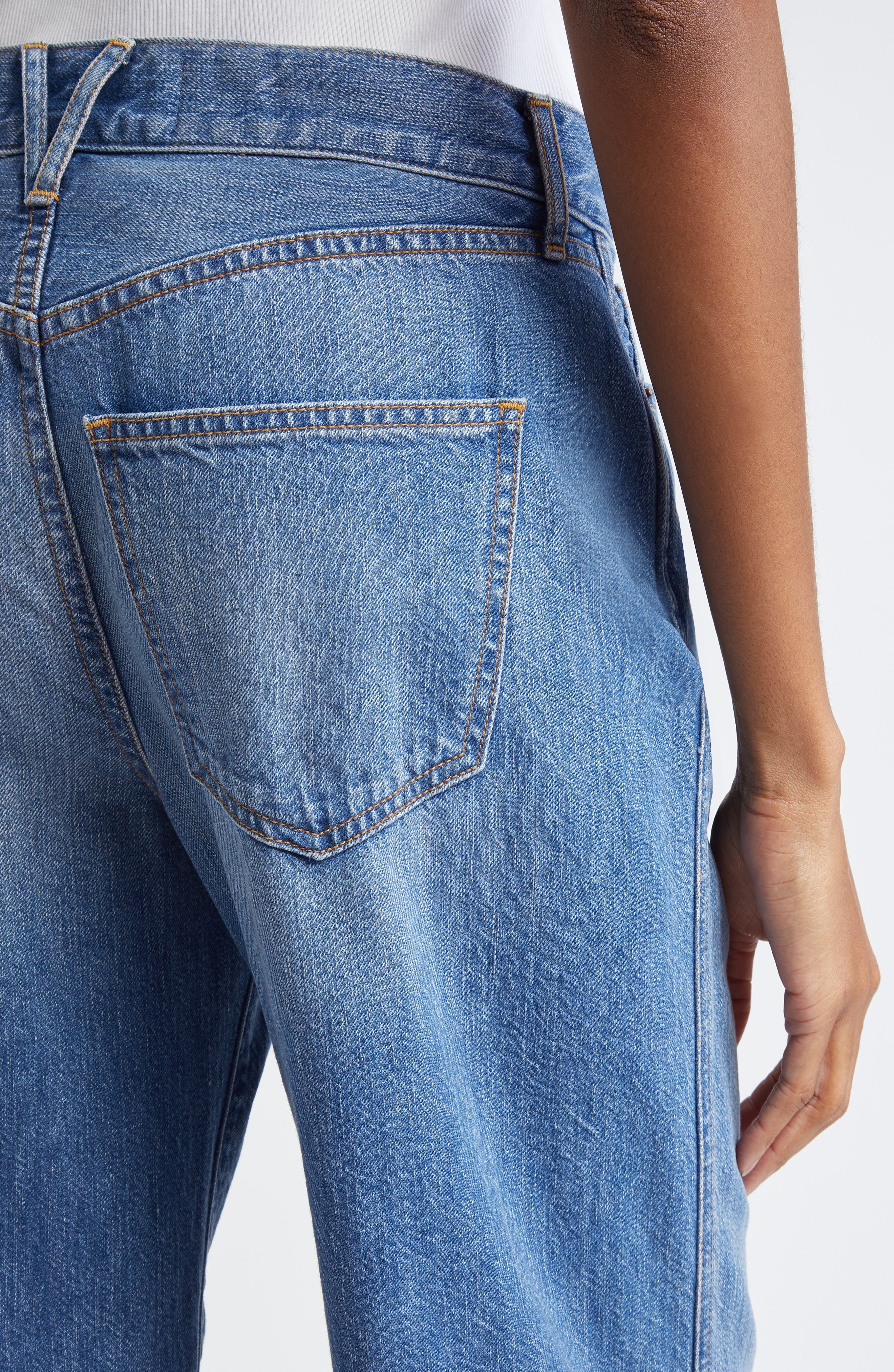 Veronica Beard Taylor High Waist Raw Hem Wide Leg Jeans in Bright Lakeshore at Nordstrom - 5