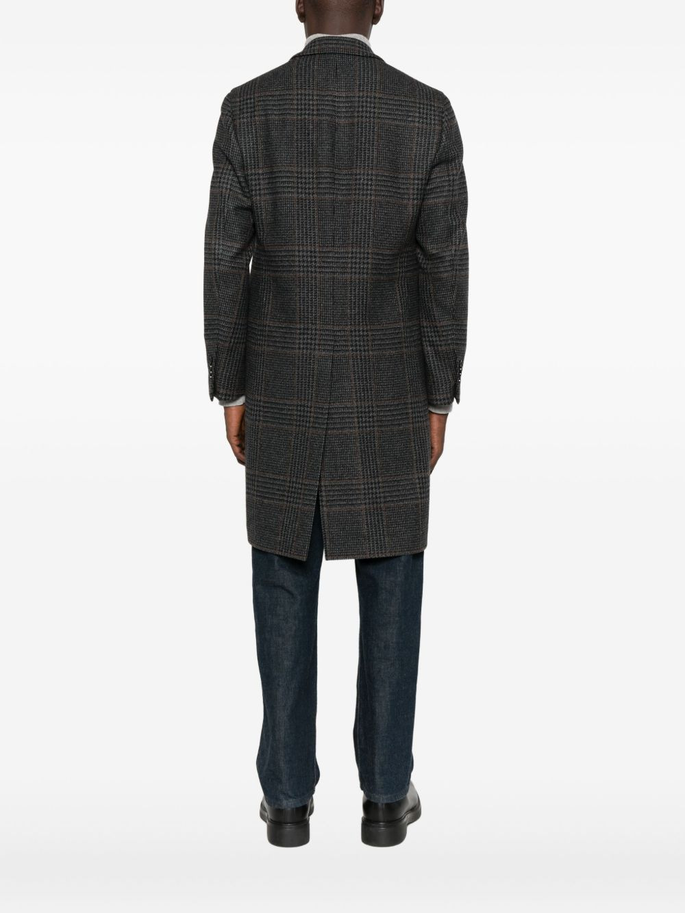 checked wool coat - 4