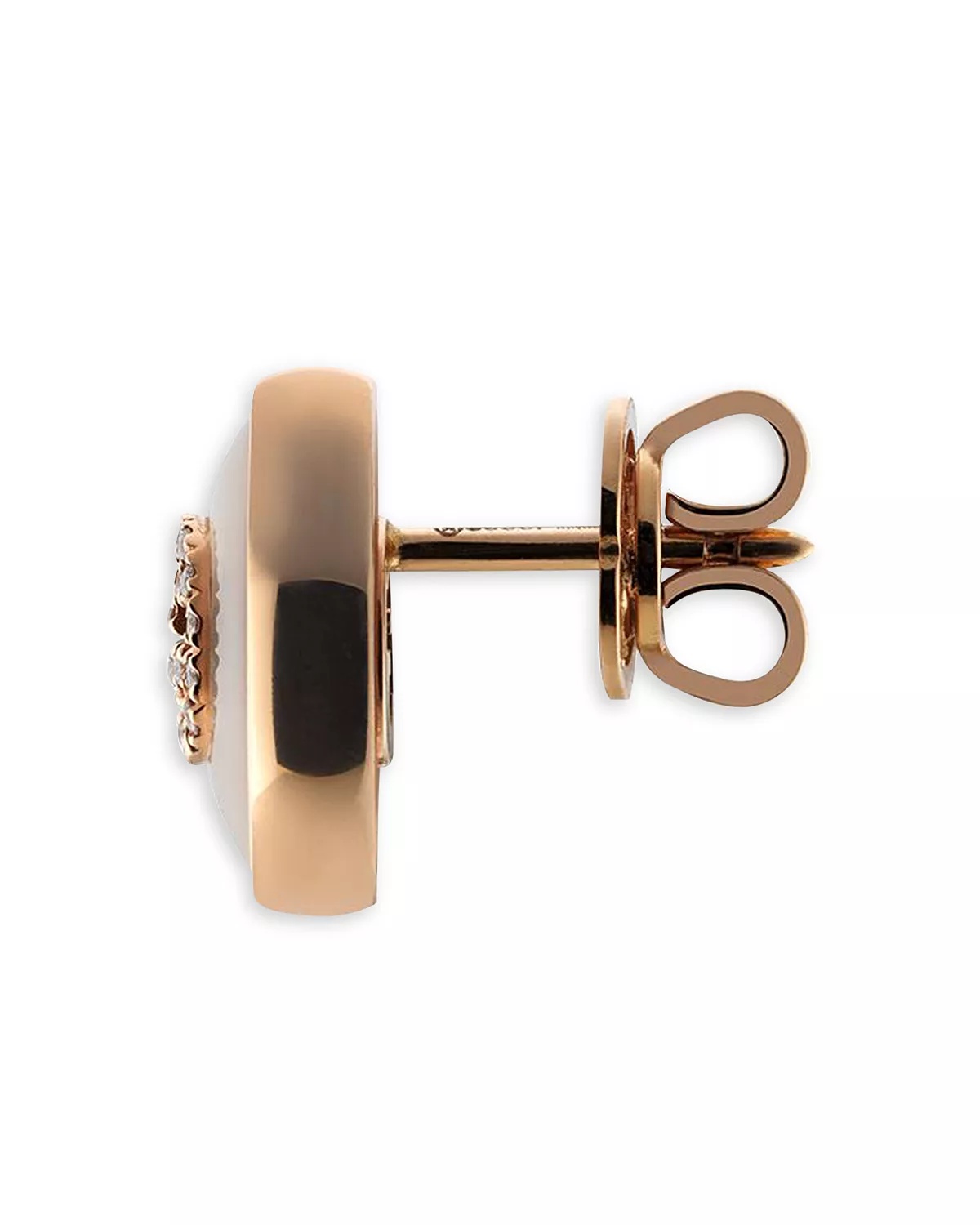18K Rose Gold Interlocking Diamond & Mother of Pearl Stud Earrings - 3
