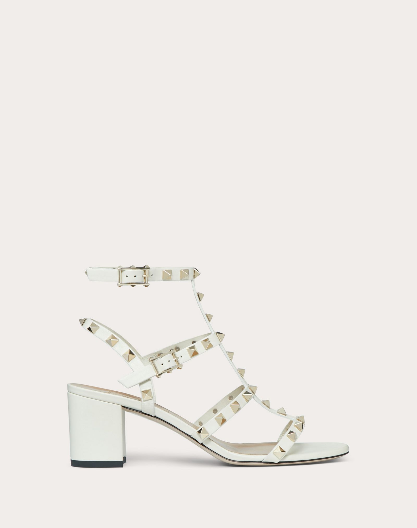 Rockstud Calfskin Ankle Strap Sandal 60 mm - 1