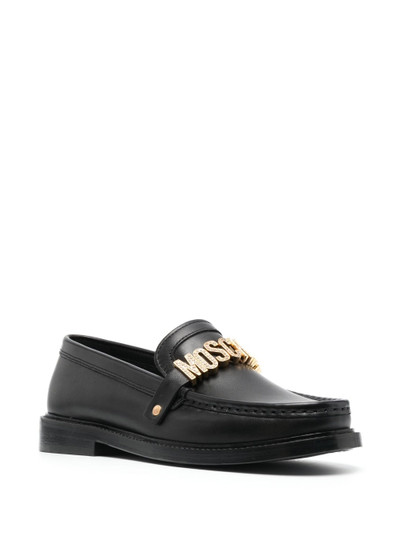 Moschino logo-lettering leather loafers outlook