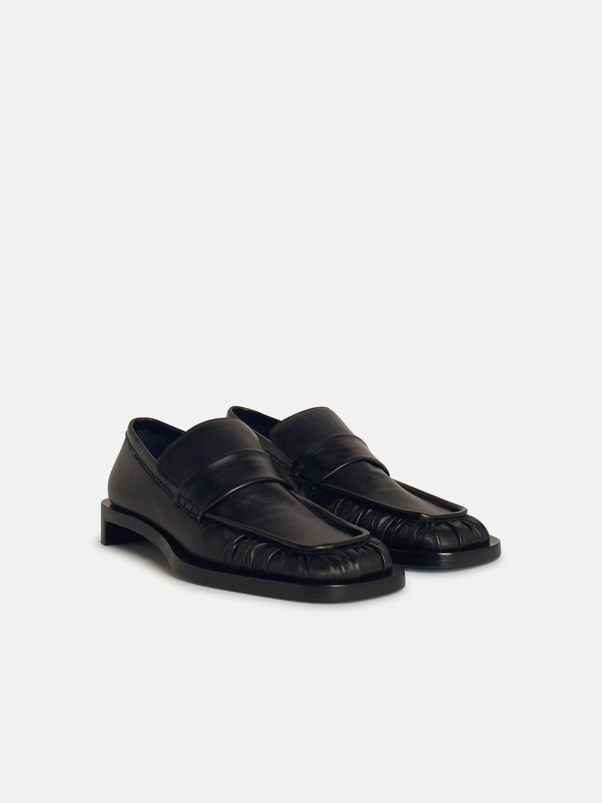 'WEELED' BLACK LEATHER LOAFERS - 2
