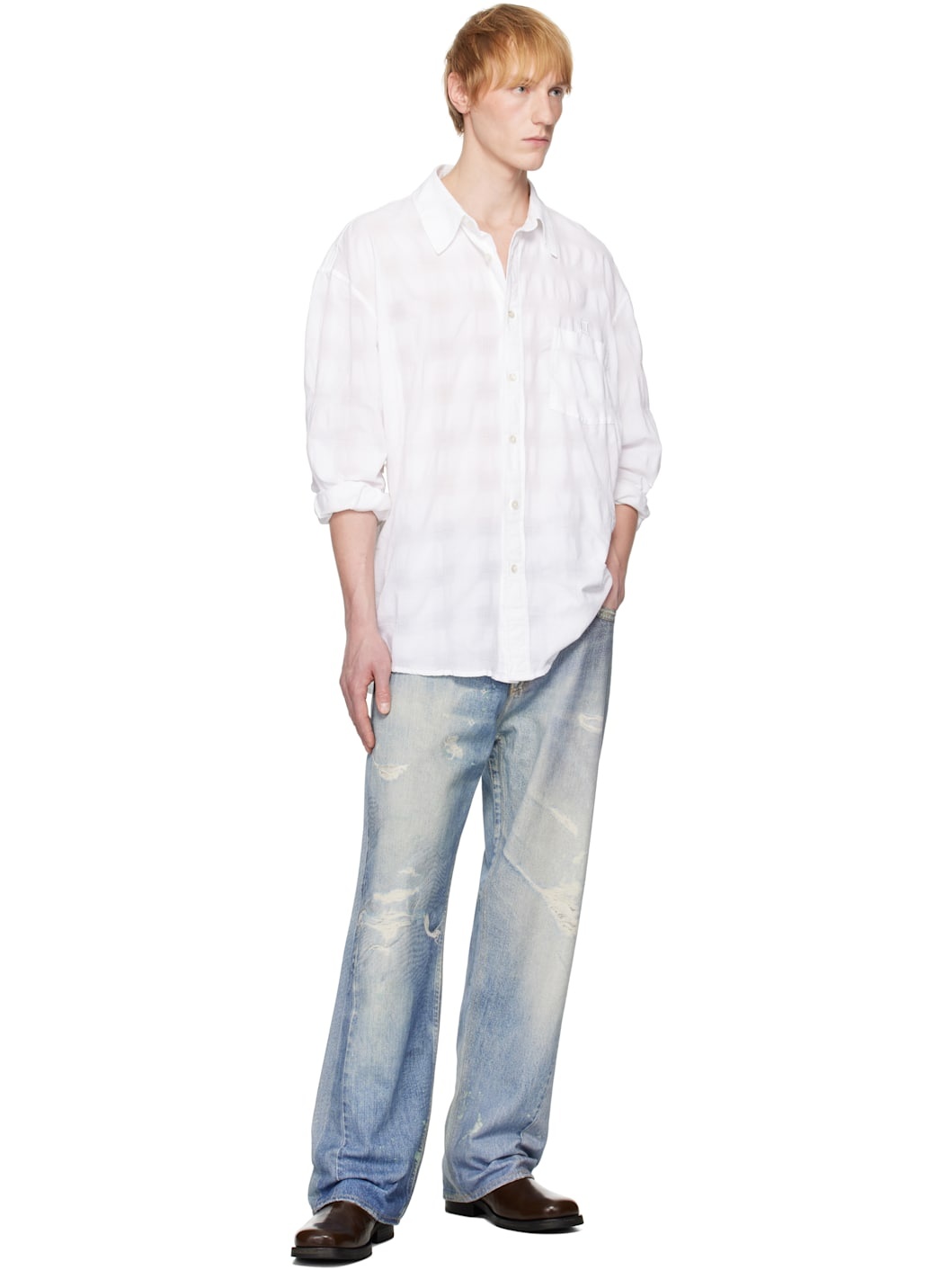 White Crinkle Shirt - 5