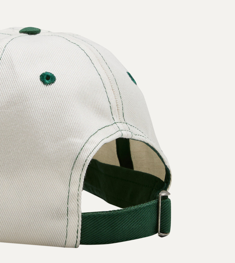 Mayumi Y. for Drake’s Ecru and Green Cotton Twill Baseball Cap 3