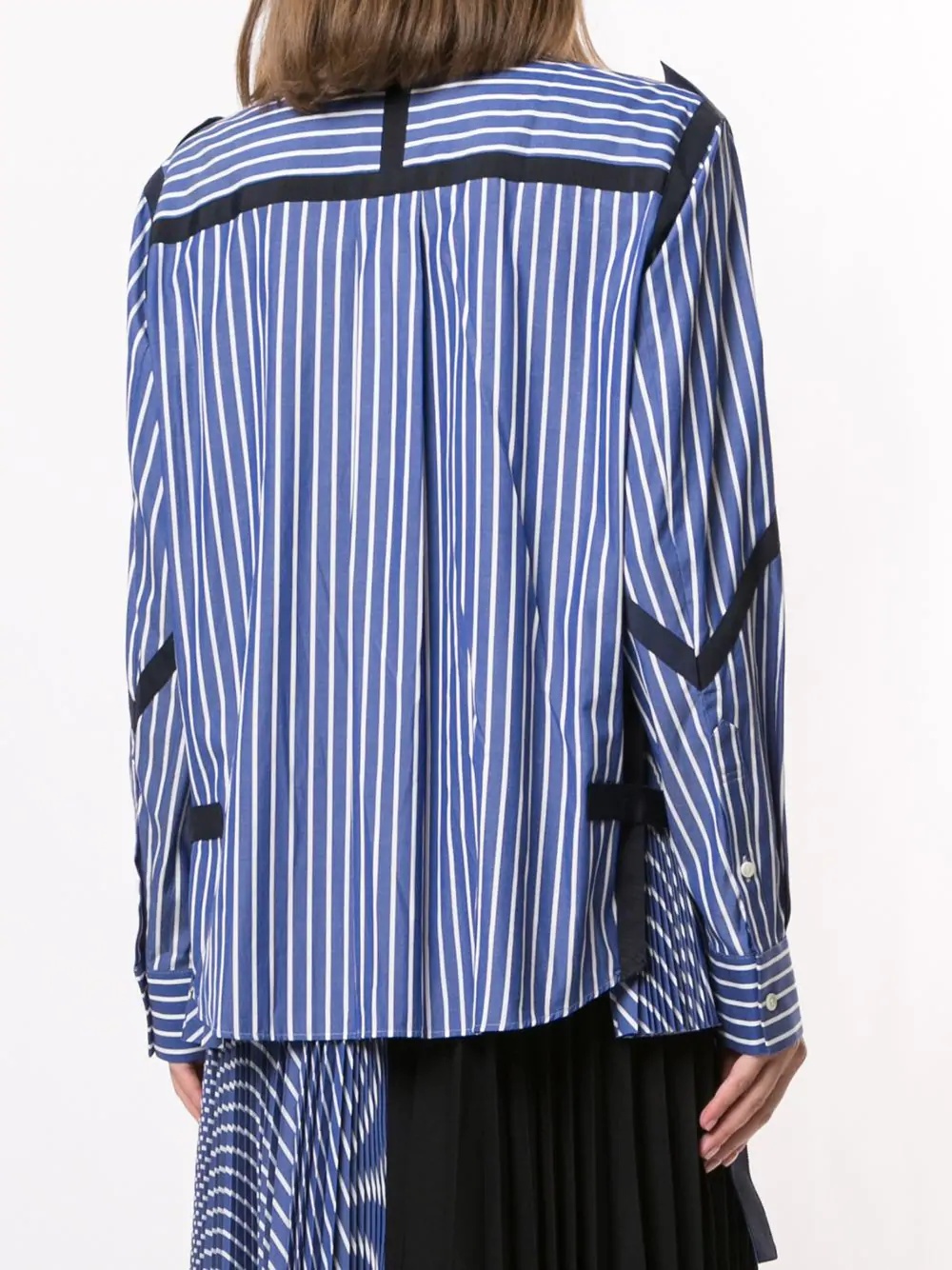 strap-embellished striped poplin shirt - 4