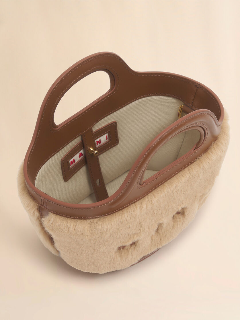 BEIGE TROPICALIA MICRO BAG WITH FUR TRIM - 3