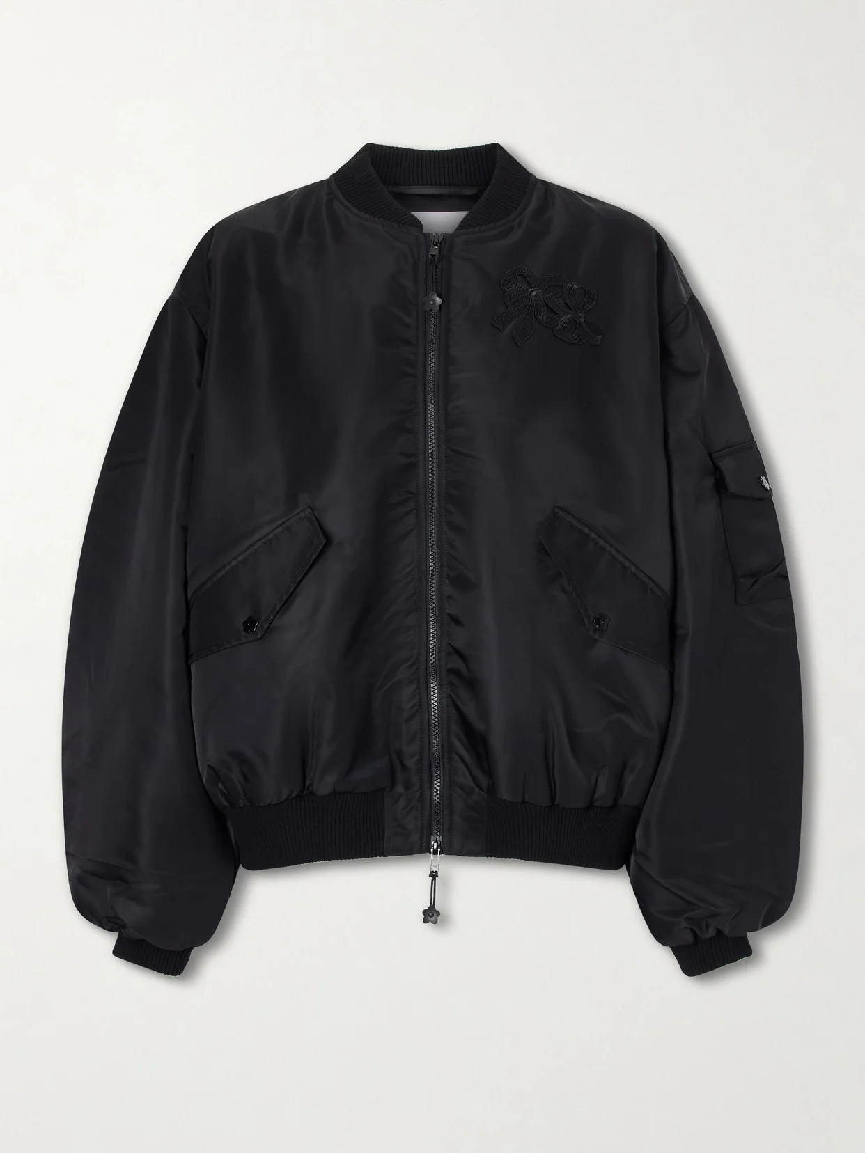 Cbfeilan Knotted Embroidered Shell Bomber Jacket - 1