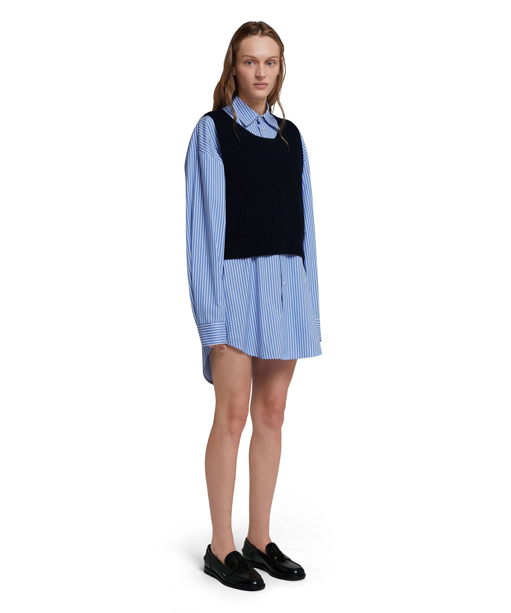 Poplin dress with English cotton ribbed shirt - 4