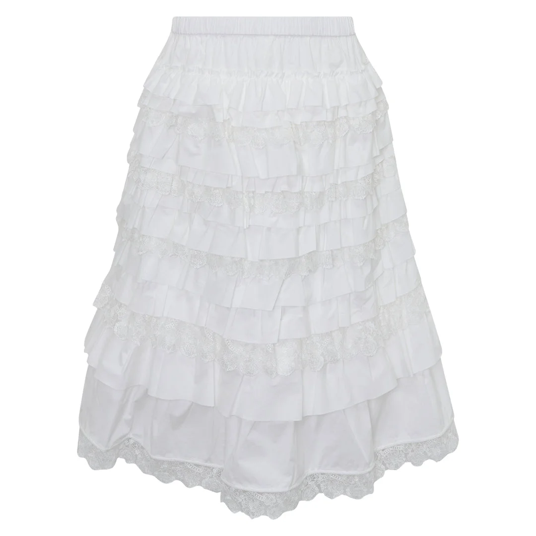 Midi Ruffle Lace Skirt - 1