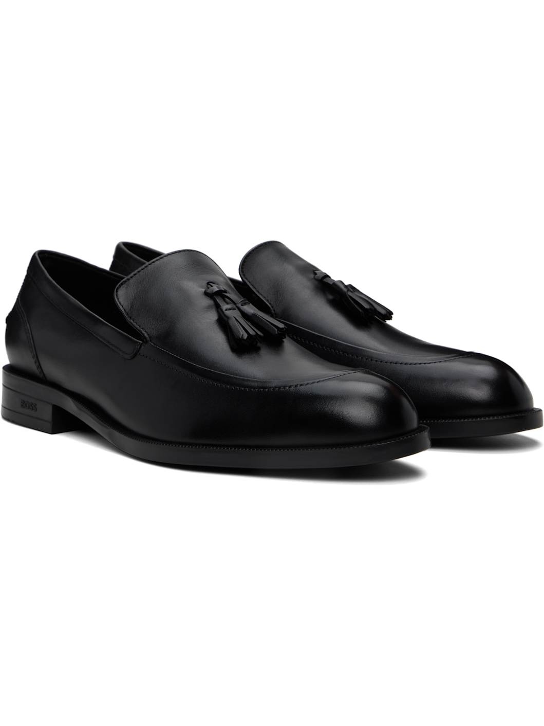 Black Tassel Leather Loafers - 4