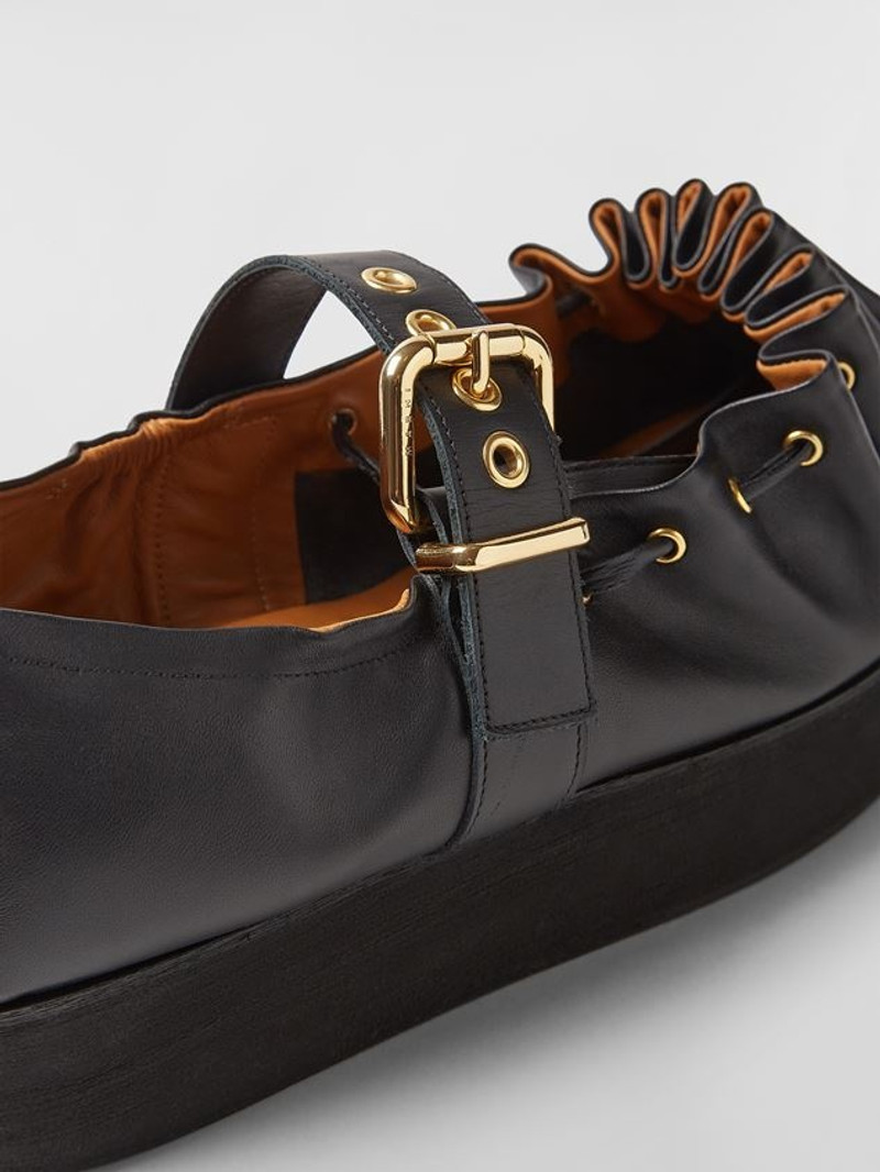 NAPPA LEATHER BALLERINA WITH ROUCHED ROUNDED CAPTOE 5