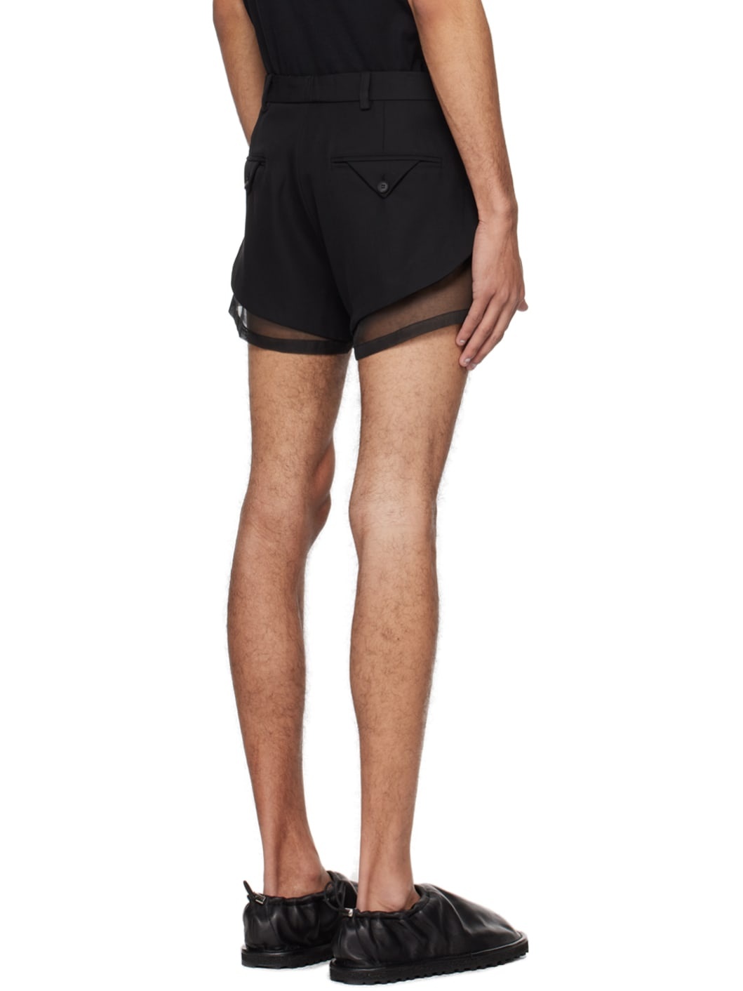 Black Exposed Lining Shorts - 3