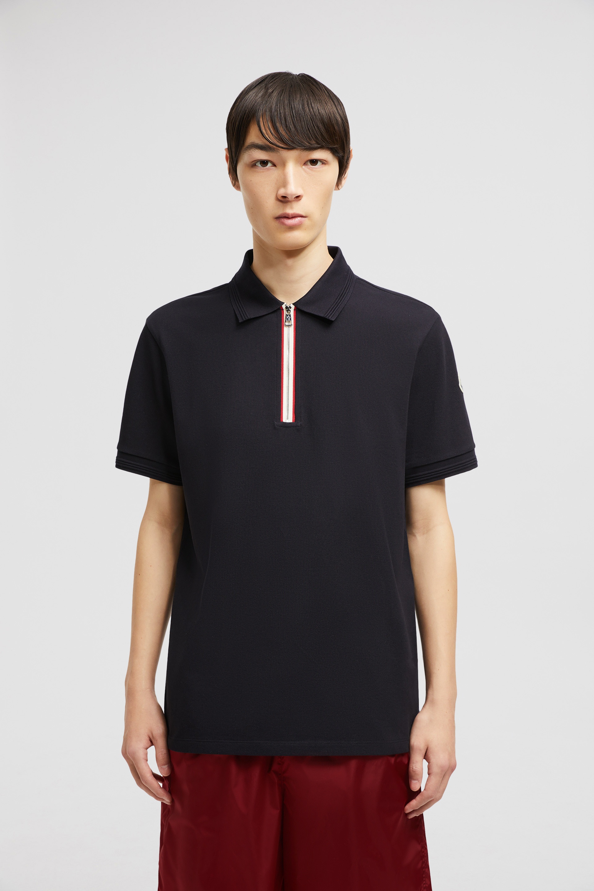 Tricolor Trim Cotton Piquet Polo Shirt - 3