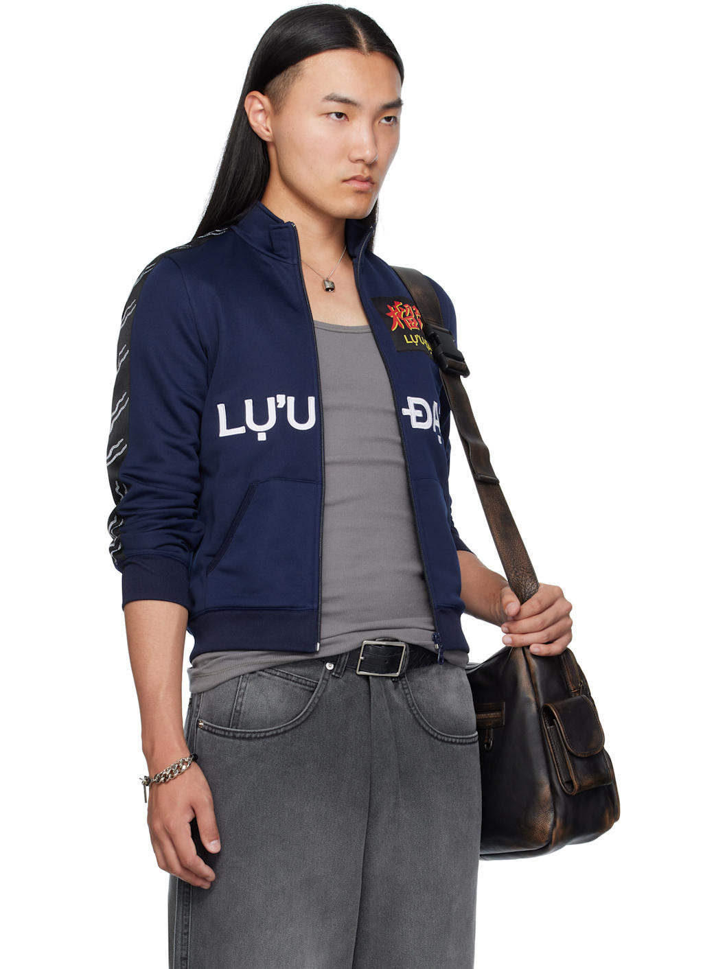 Navy Shrunken Track Jacket - 2