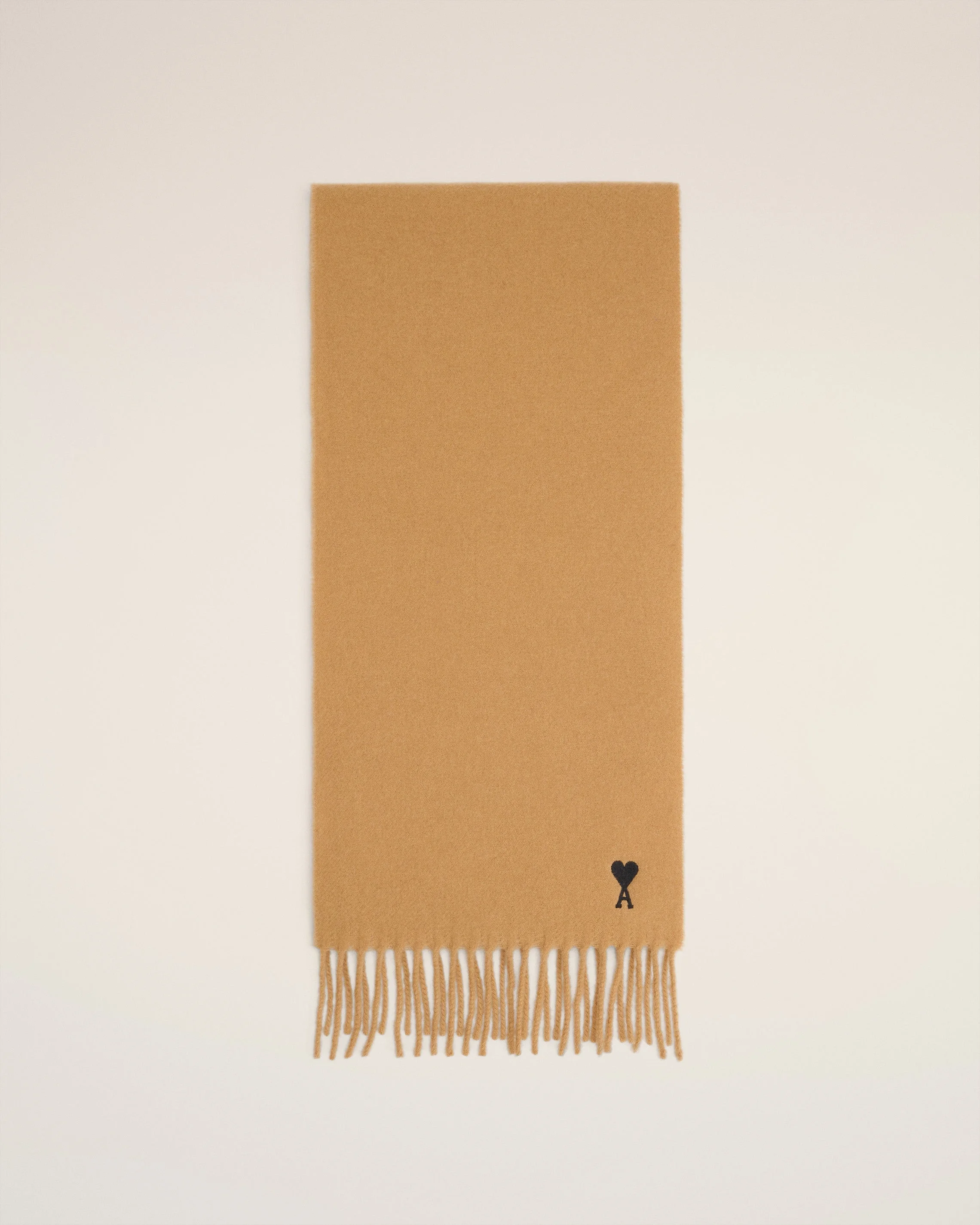 BROWN WOOL AMI DE COEUR SCARF - 1