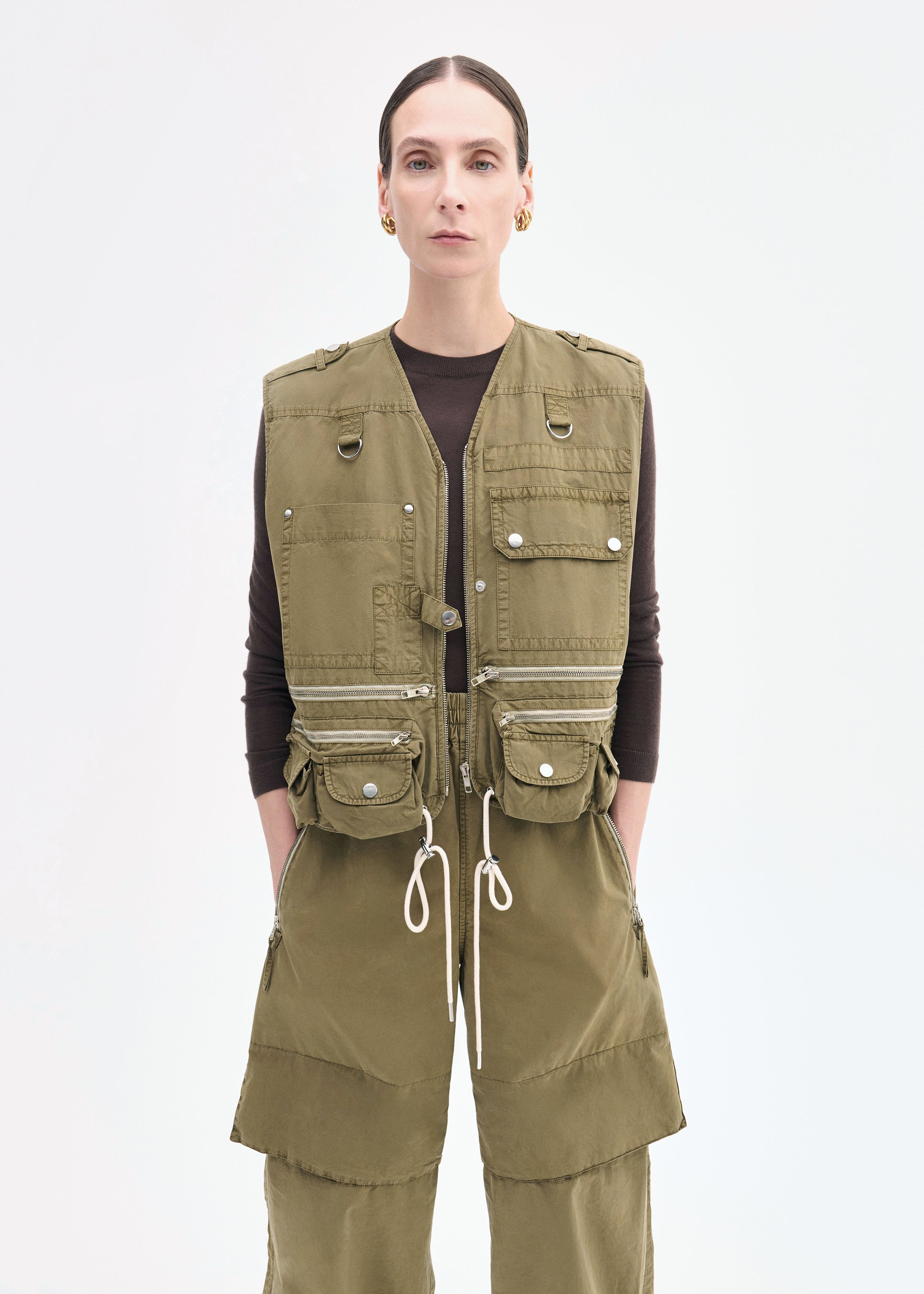 Garment-Dyed Utility Gilet Vest in Cotton - 2