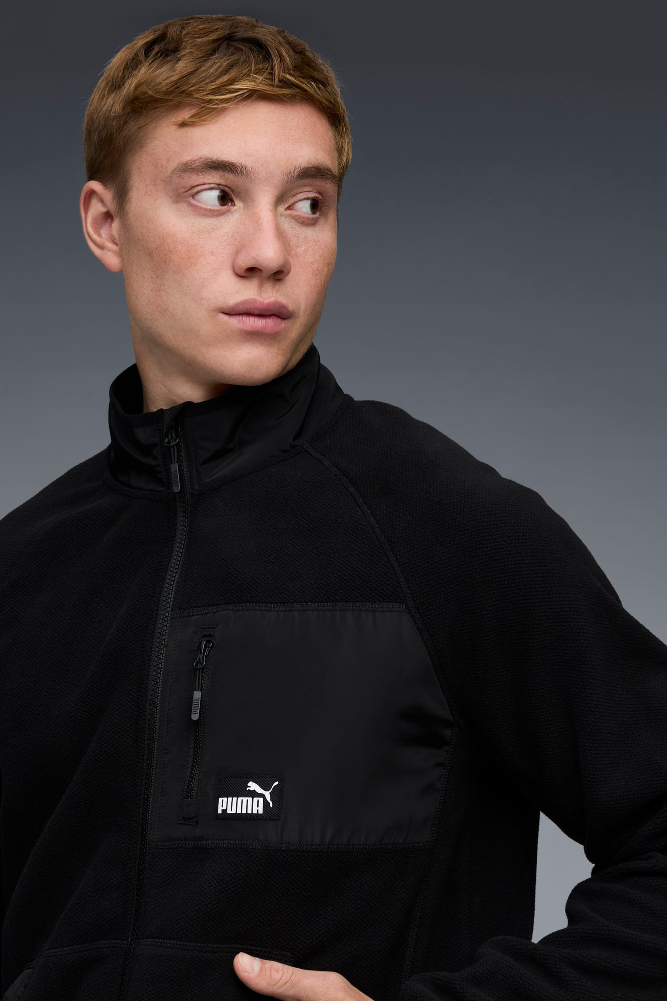 Polar Fleece Jacket With Woven Men - 4