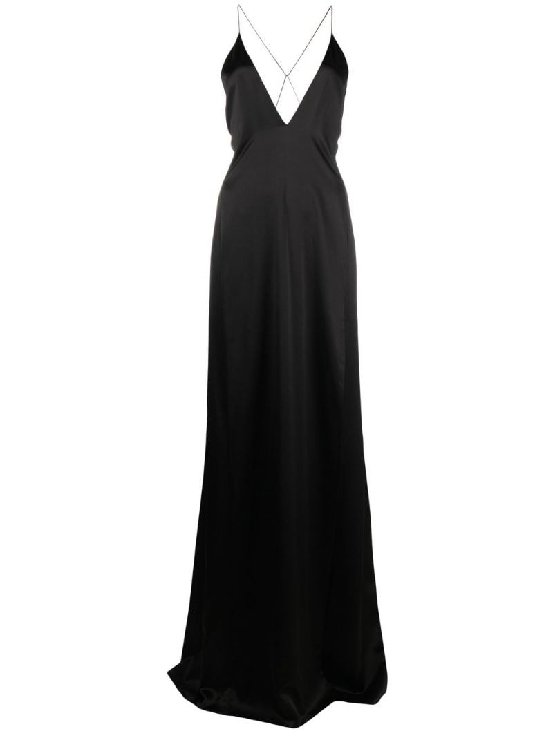 SAINT LAURENT V-neck backless silk gown | farfetch | REVERSIBLE