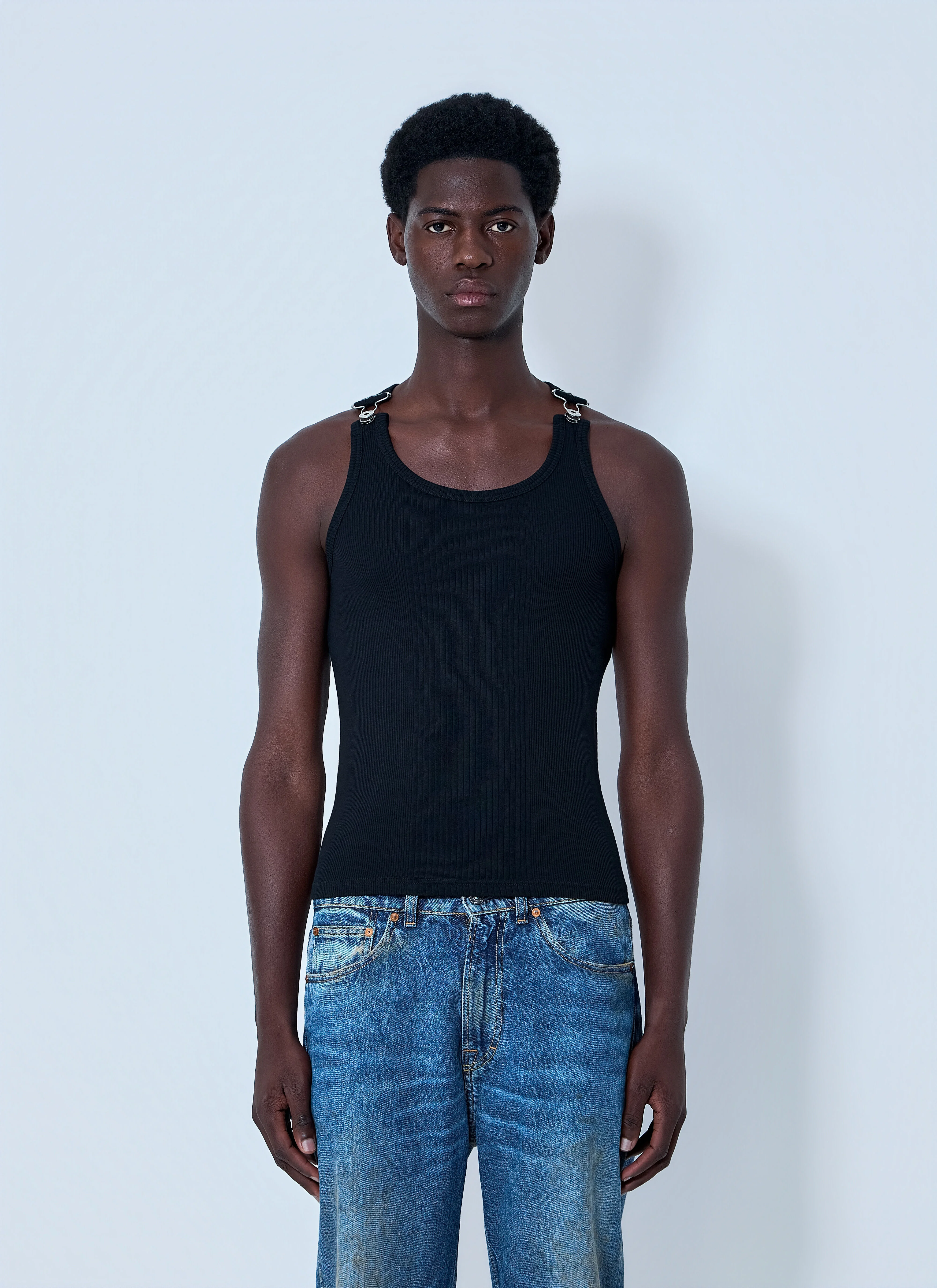 Ribbed Tank Top with Metal Hardware - 1