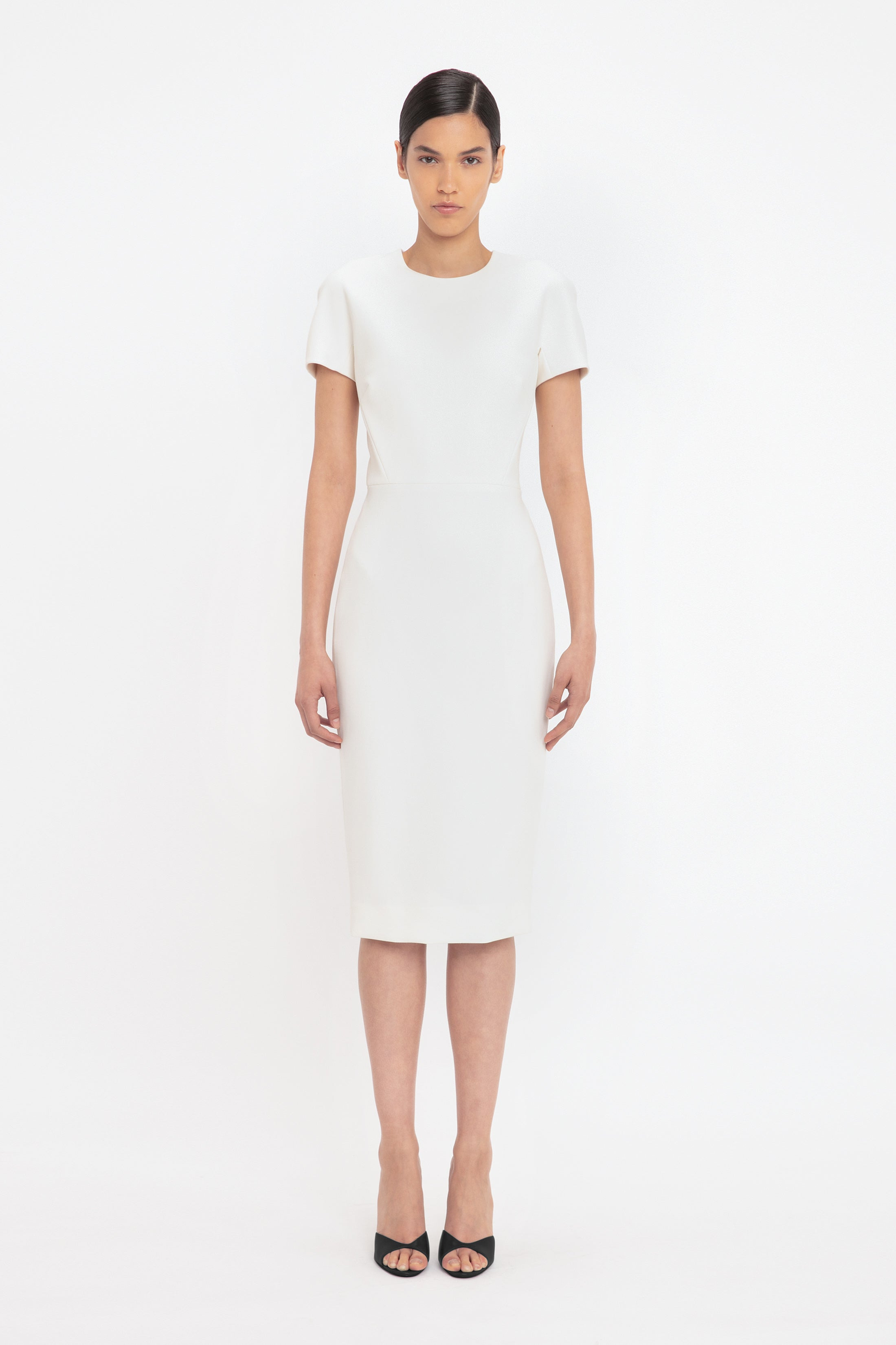 Fitted T-shirt Dress In Ivory - 2