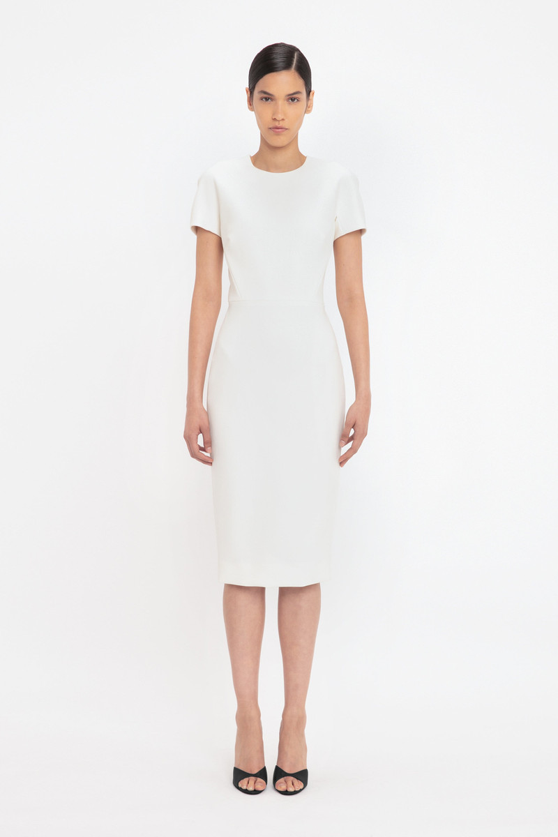 Victoria Beckham Fitted T-shirt Dress In Ivory outlook