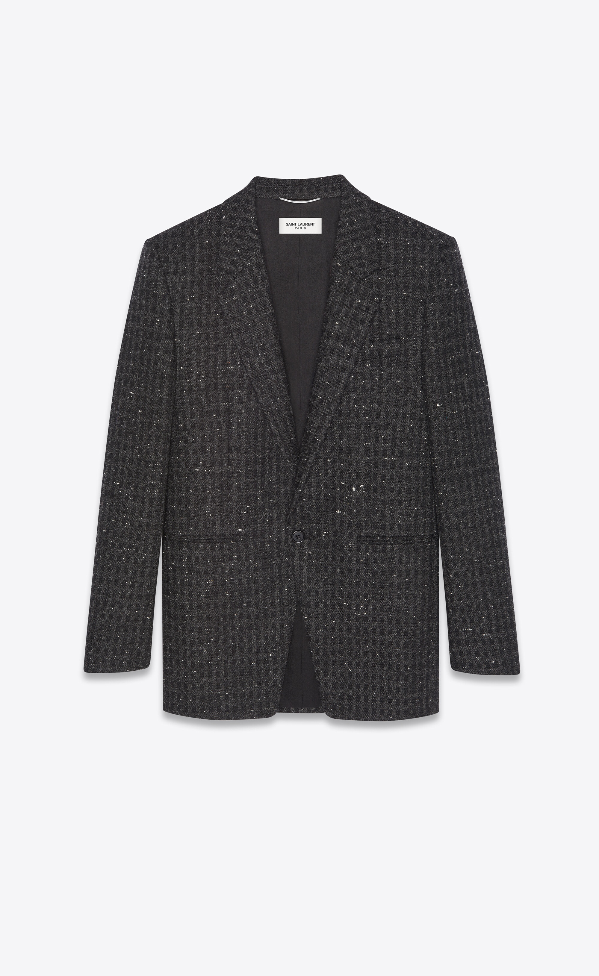 single-breasted jacket in squared tweed - 1