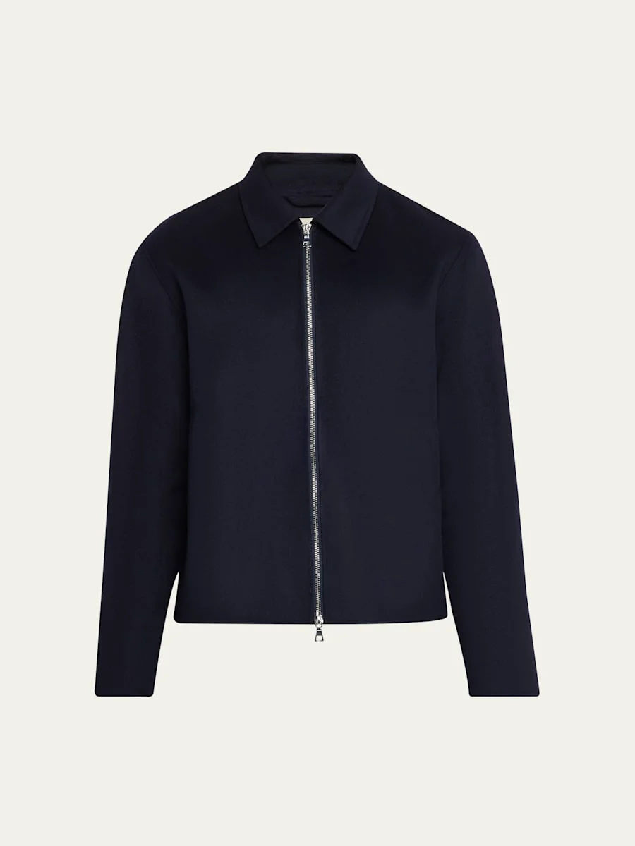 Men's Split Wool Double-Zip Bomber Jacket - 1