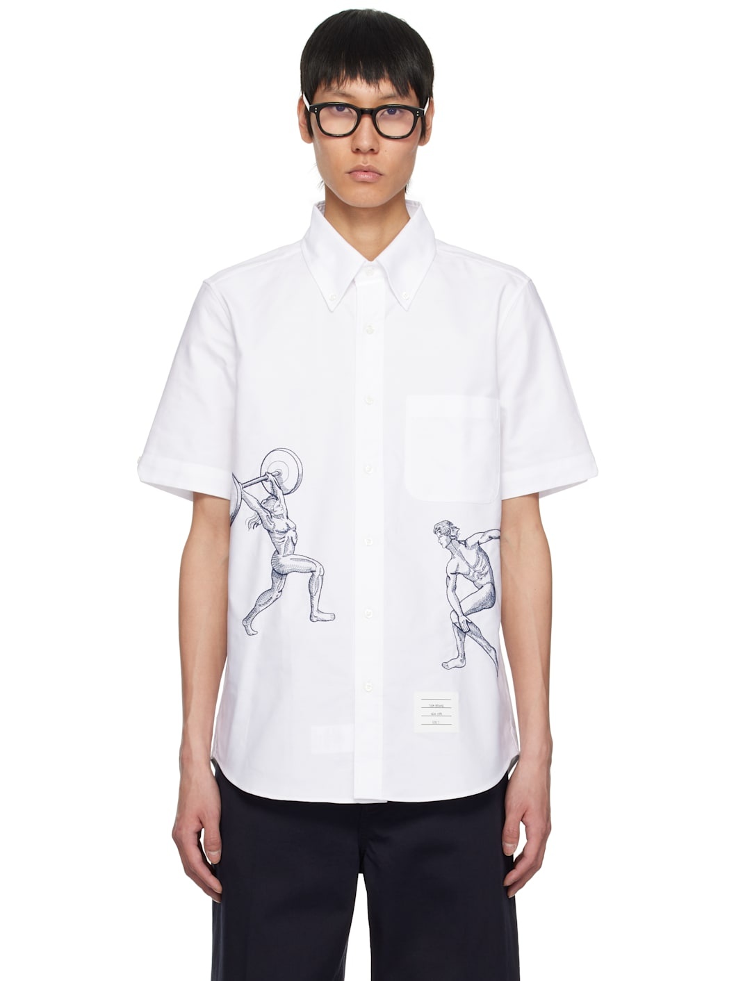 White Straight Fit Embroidered Athletes Shirt - 1