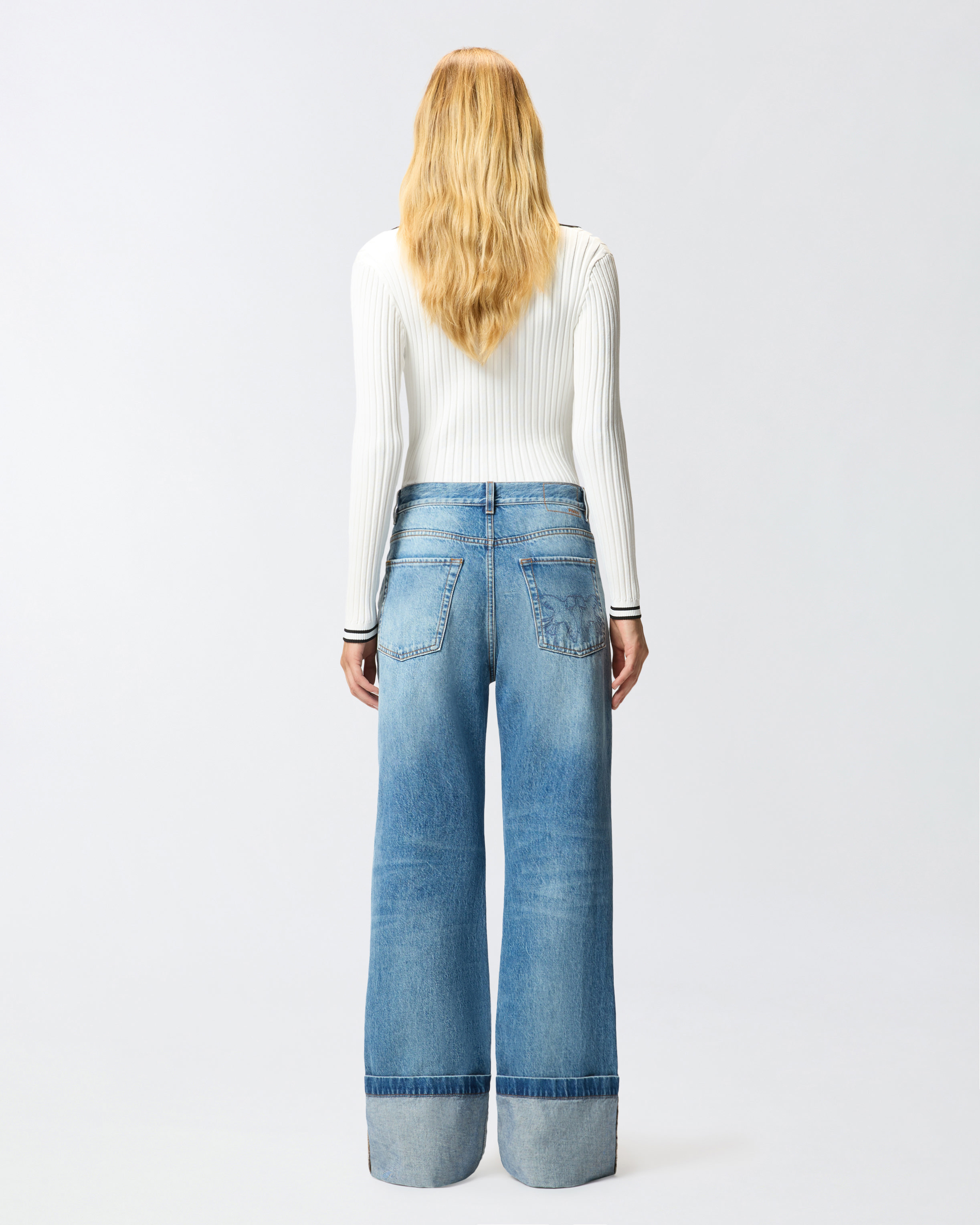 WIDE-LEG VINTAGE DENIM JEANS - 4