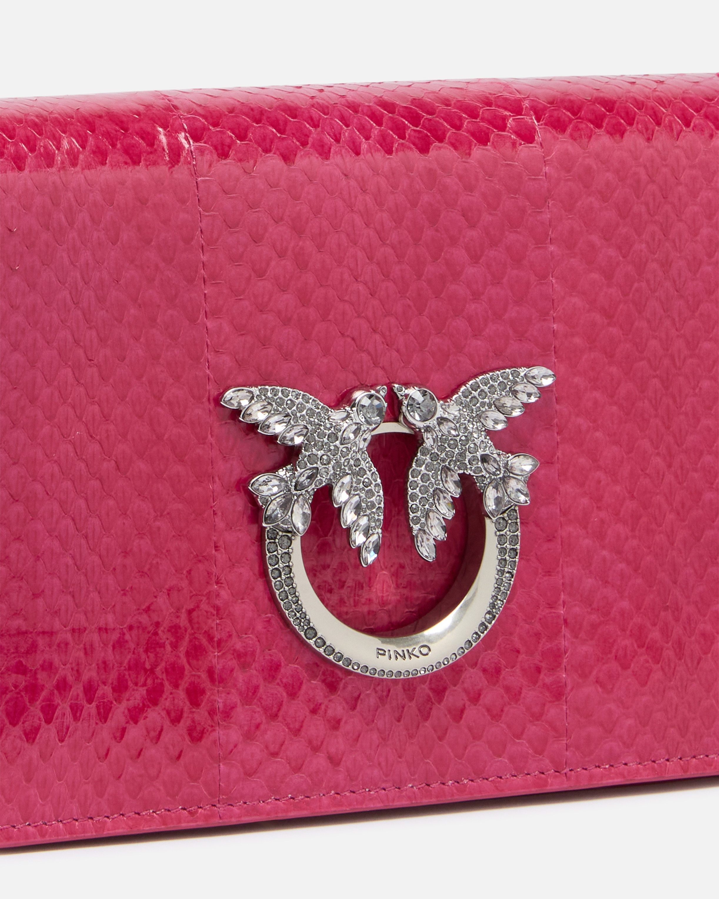 MINI LOVE BAG CROSSBODY BAG IN GLOSSY REPTILE PINKO GALLERIA. - 3