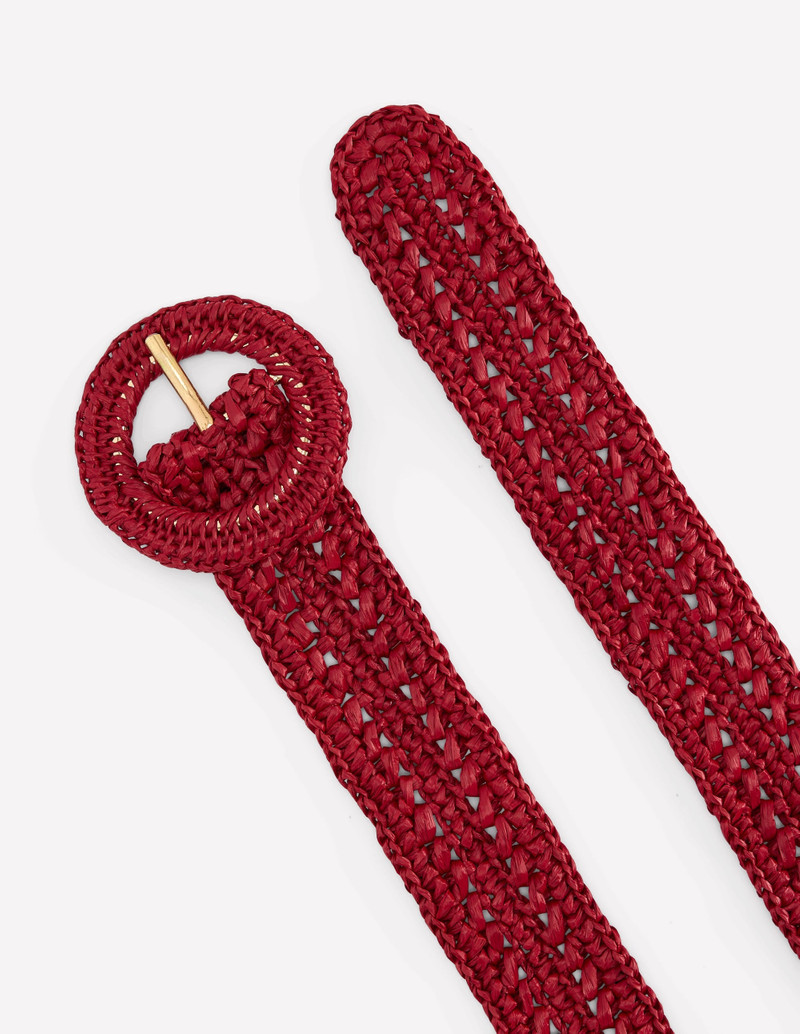 Interest Raffia Belt-Red 3