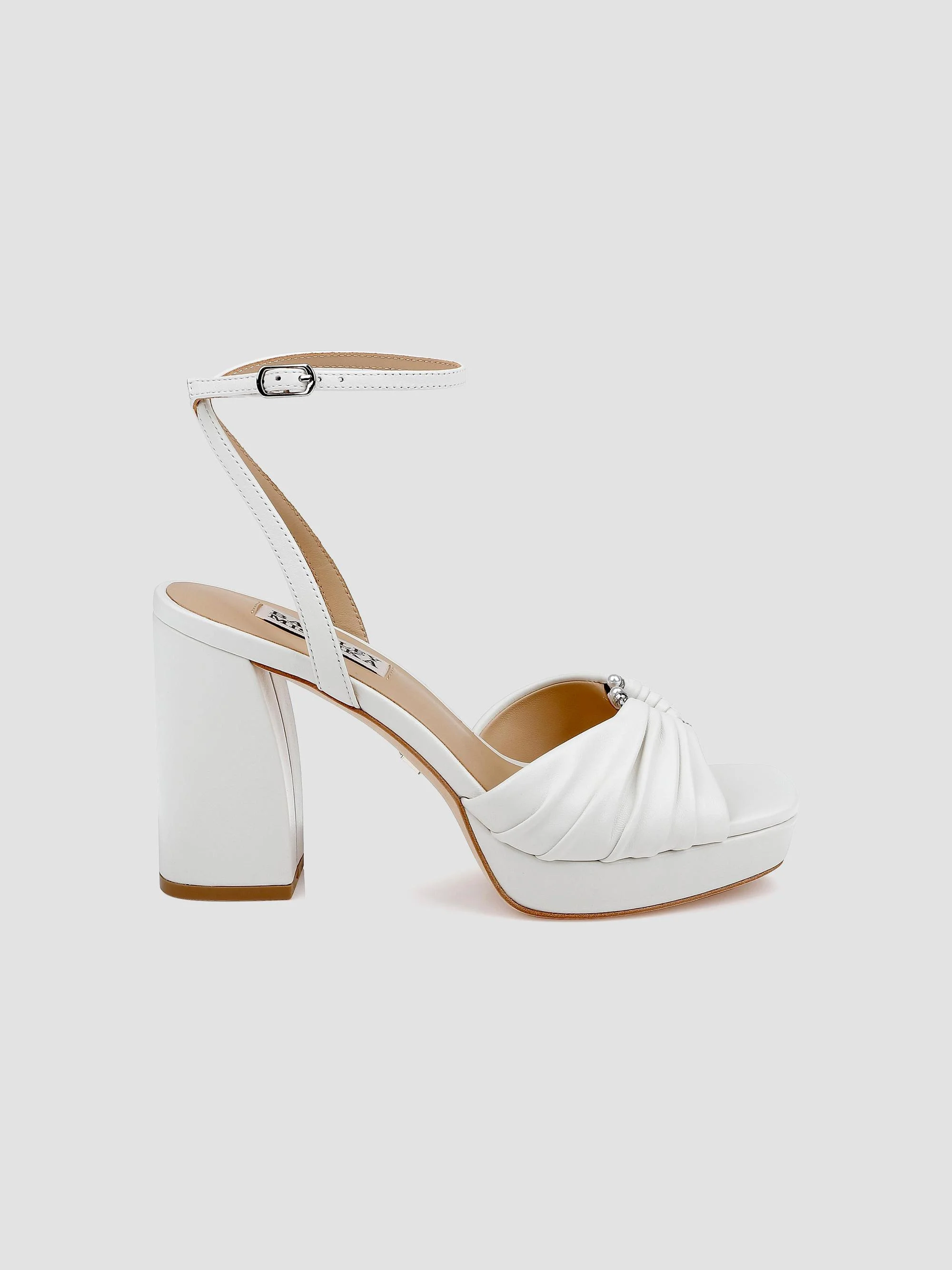 Women's Veda 85MM Pleated Leather Sandals - White Leather - 1