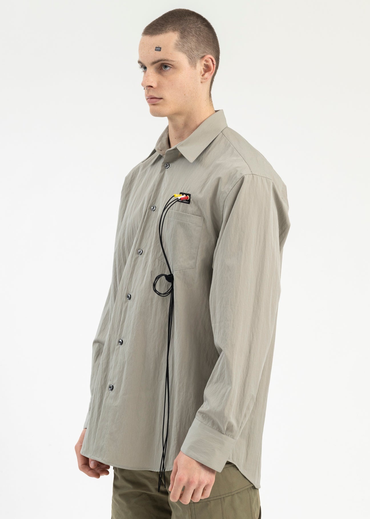 GREY RCA CABLE EMBROIDERY SHIRT - 3