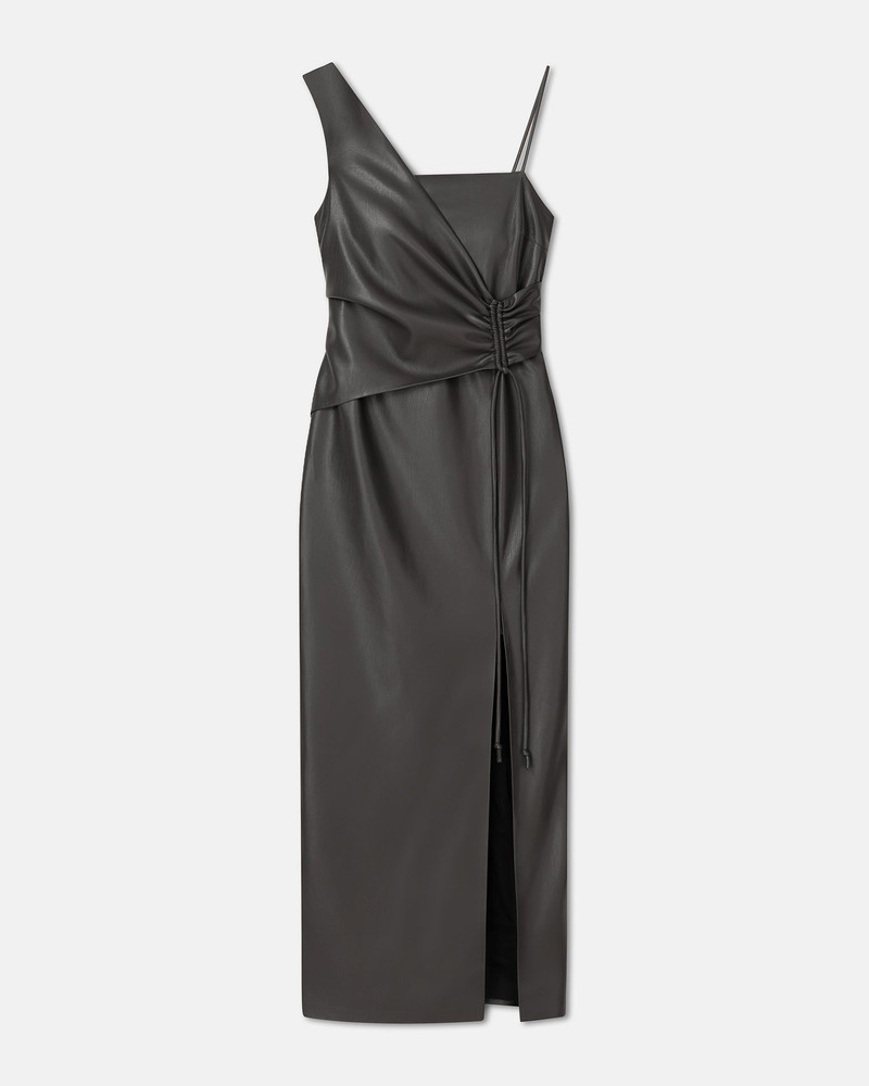 Asymmetric Okobor™ Alt-Leather Midi Dress - 1