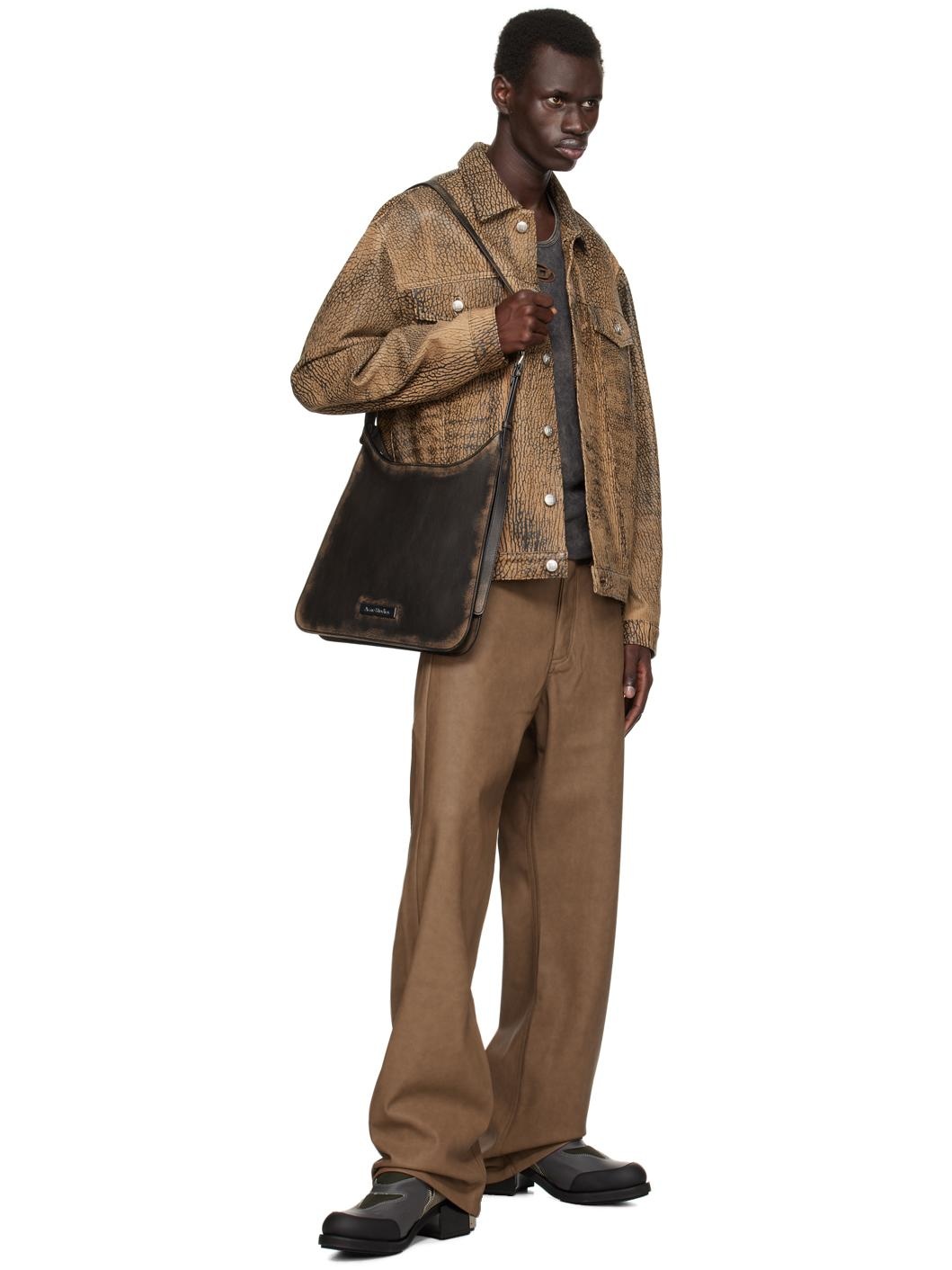 Brown Matte Faux-Leather Trousers - 4