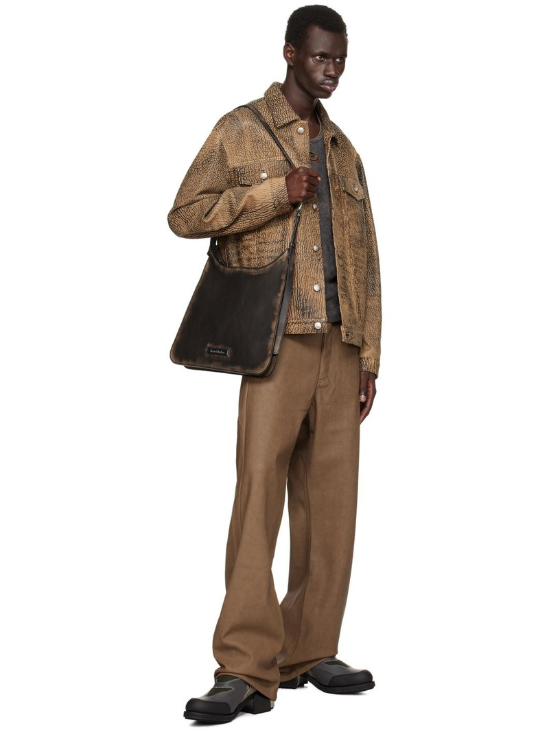 MISBHV Brown Matte Faux-Leather Trousers outlook