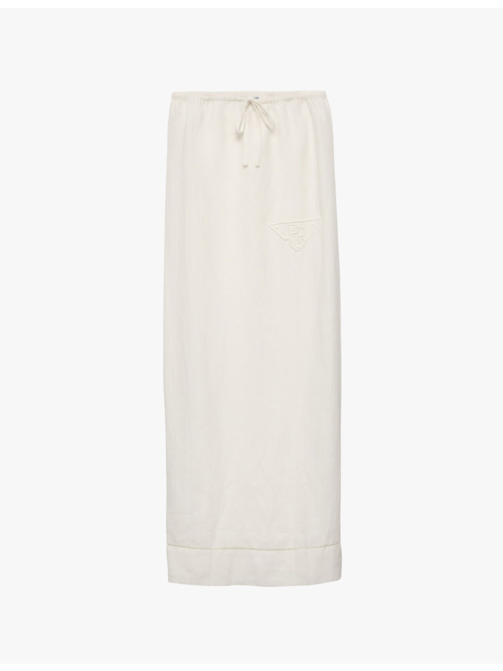 Logo-embroidered mid-rise linen maxi skirt - 1