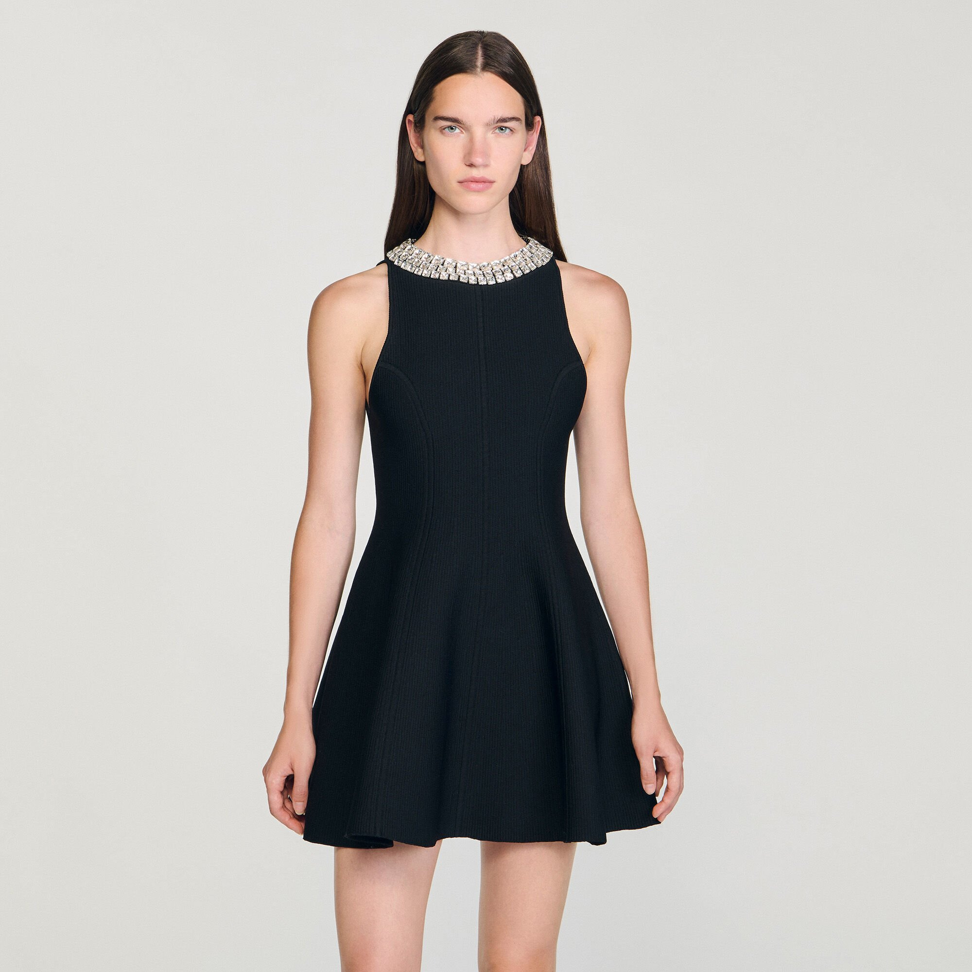 MINI DRESS WITH RHINESTONE COLLAR - 4