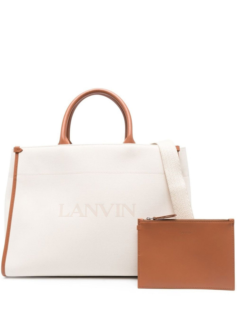 logo-print leather tote bag - 1