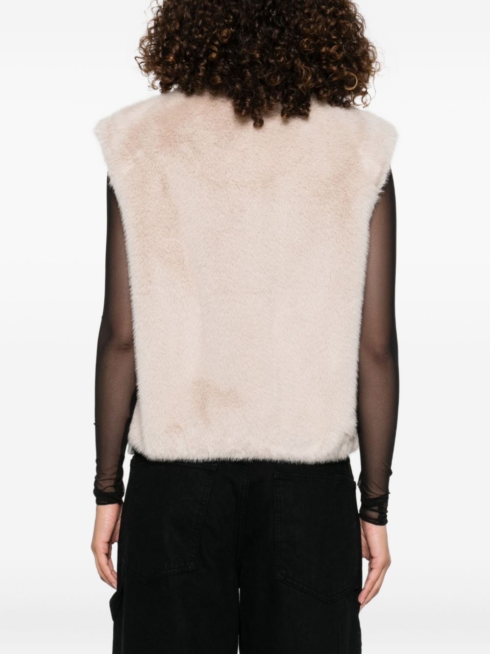 faux-fur sleeveless vest - 4