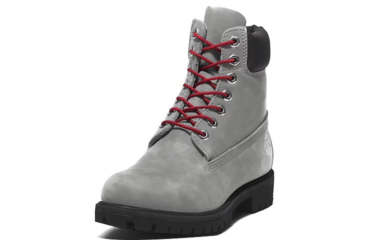 Timberland Premium 6 Inch Boots 'Grey Nubuck with Red' A5S6ZD52 - 3