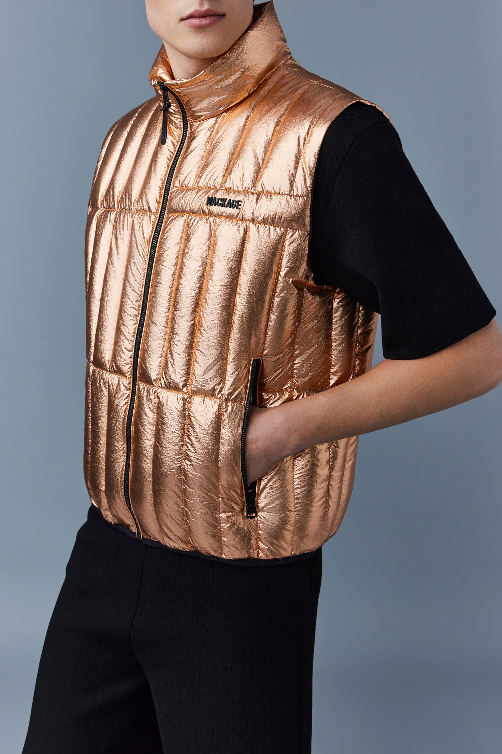 PATRICK-M Metallic Laminate Light Down Vest - 5