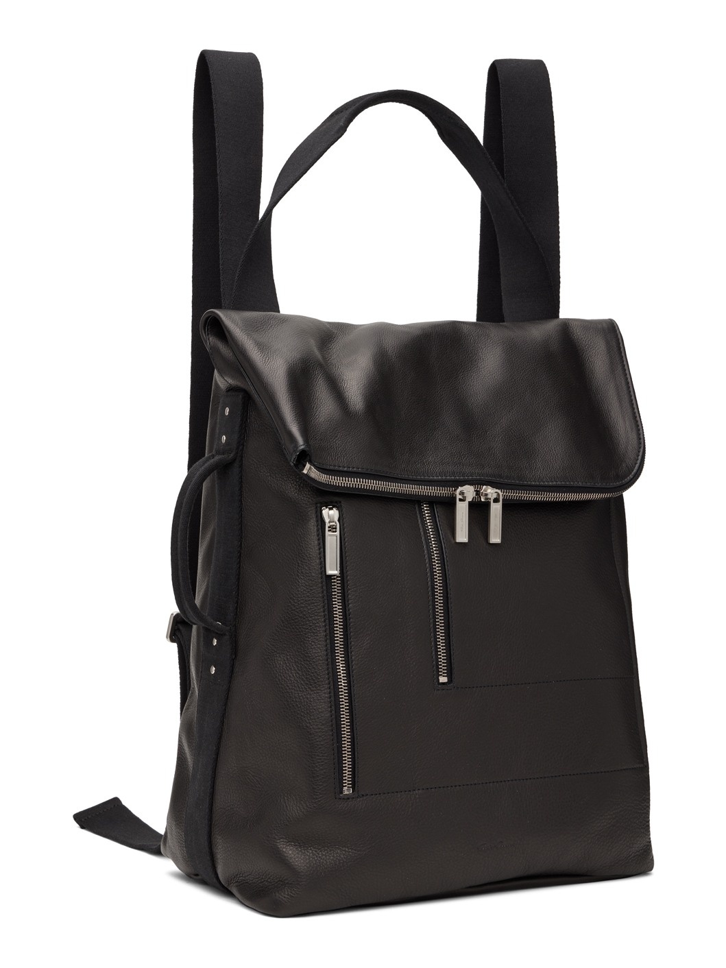 Black Leather Cargo Backpack - 2