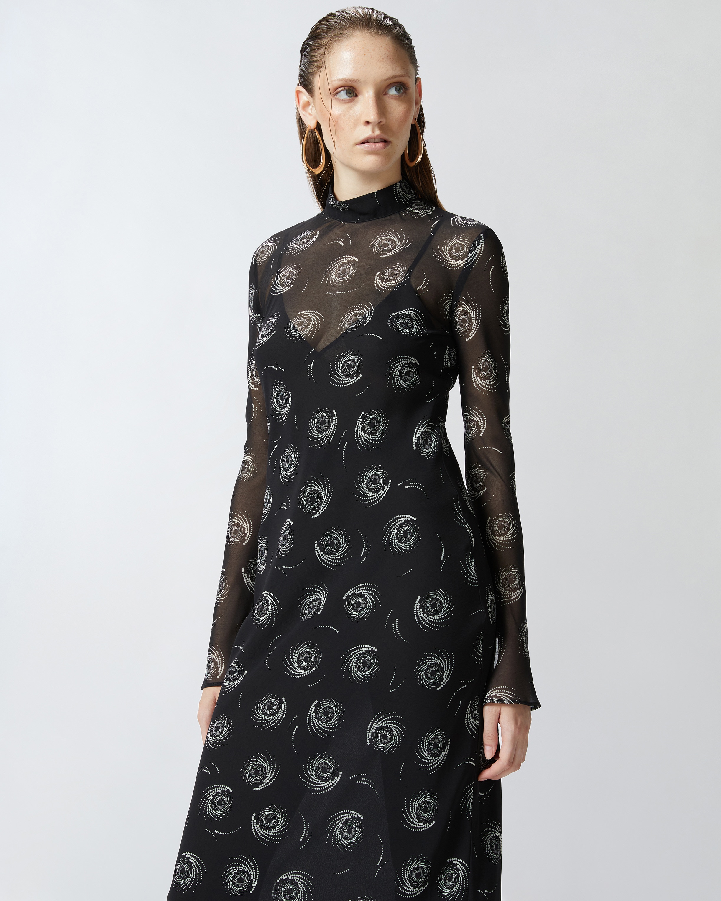 SWIRL-PRINT GEORGETTE MIDI DRESS - 3