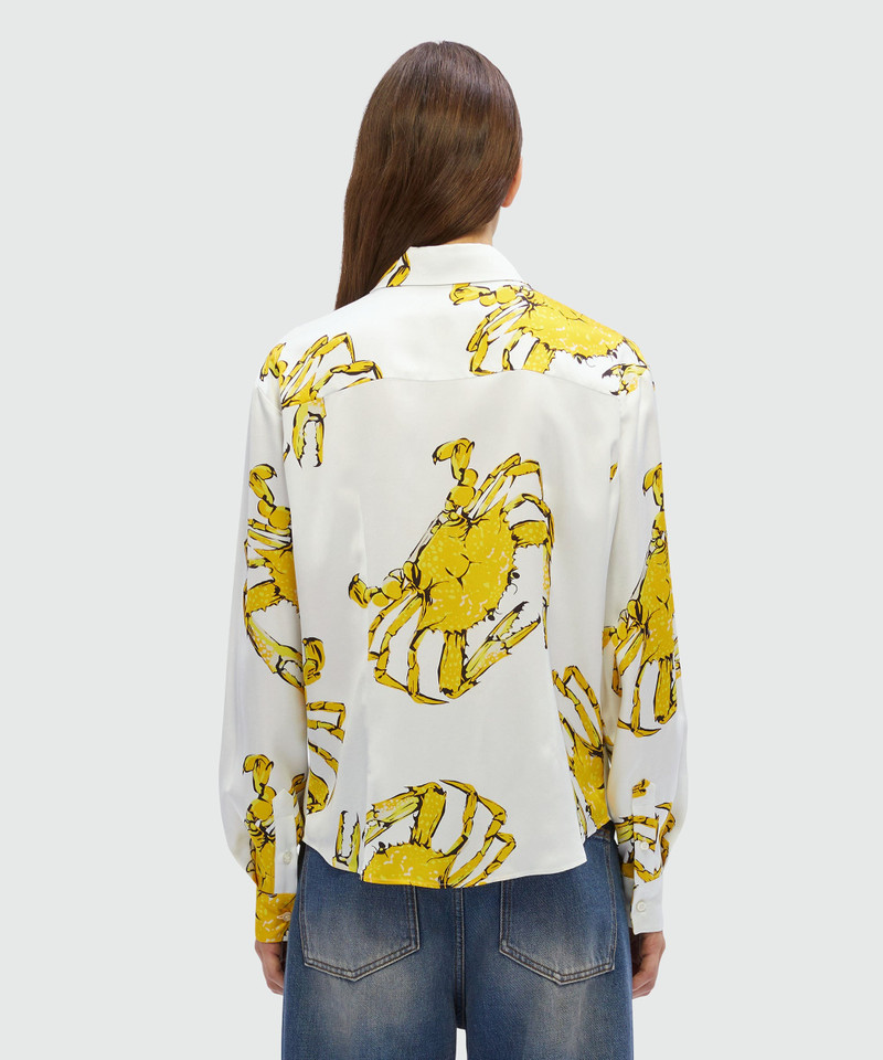 White satin shirt with "King crab" print 3