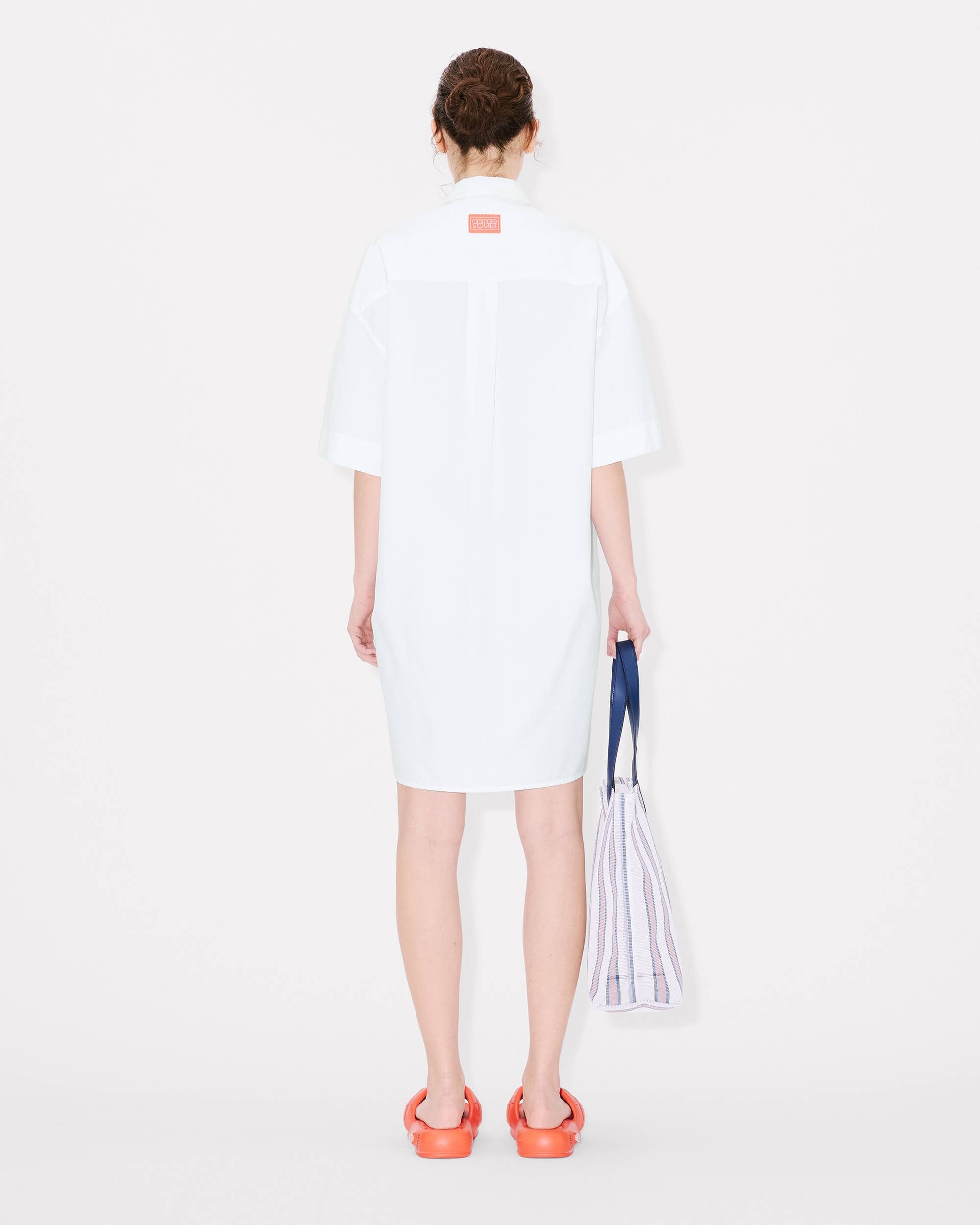 Cocoon short sleeve dress in cotton poplin - 4